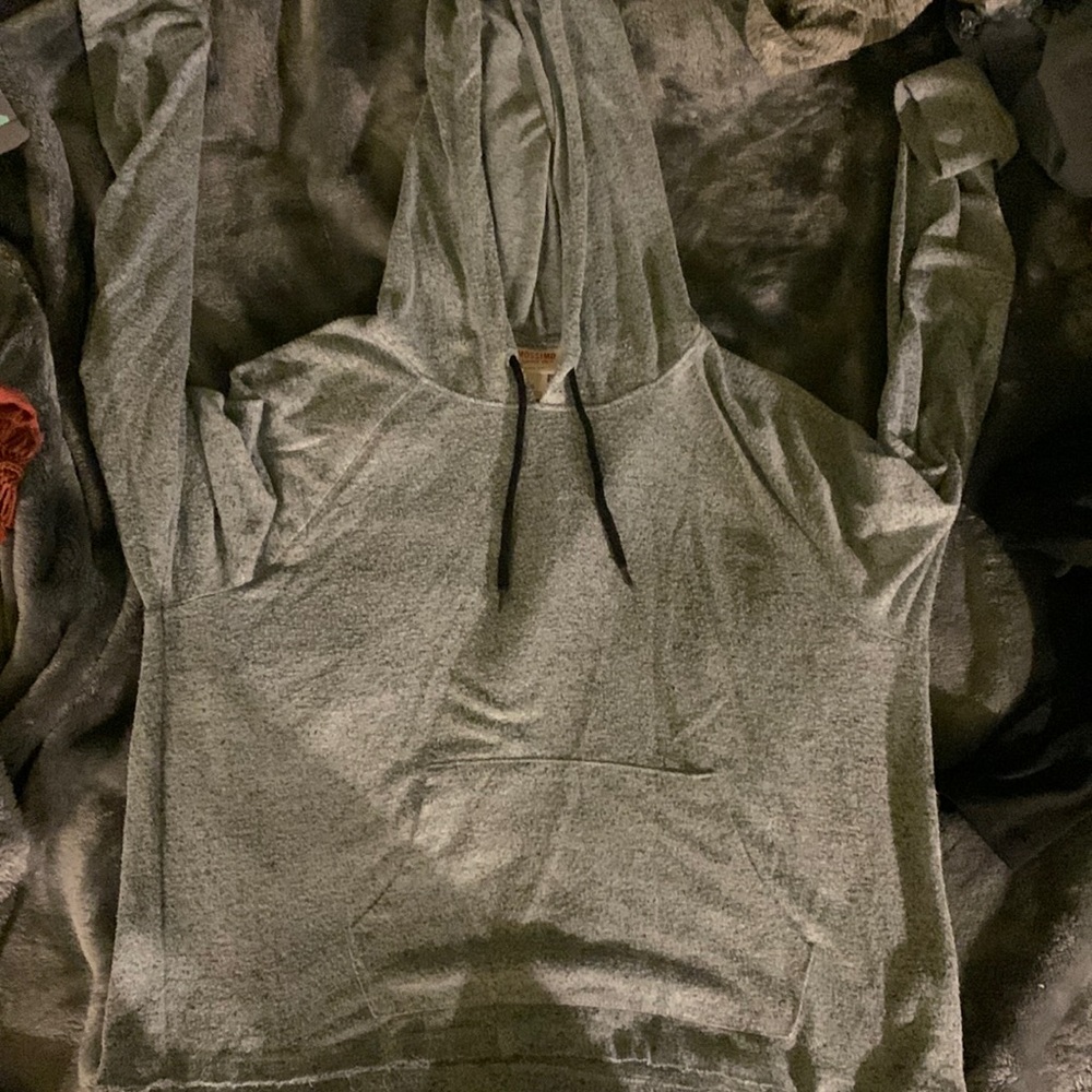 blue hoodie with black strings size small has never been worn